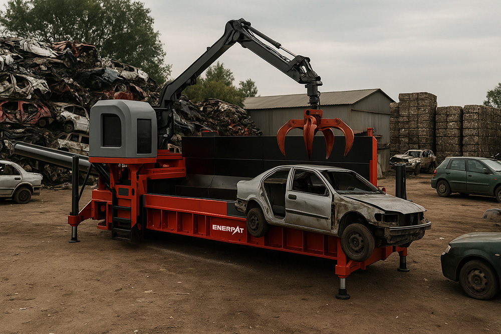 ENERPAT's Mobile Scrap Car Baler ENERPAT's Mobile Scrap Car Baler