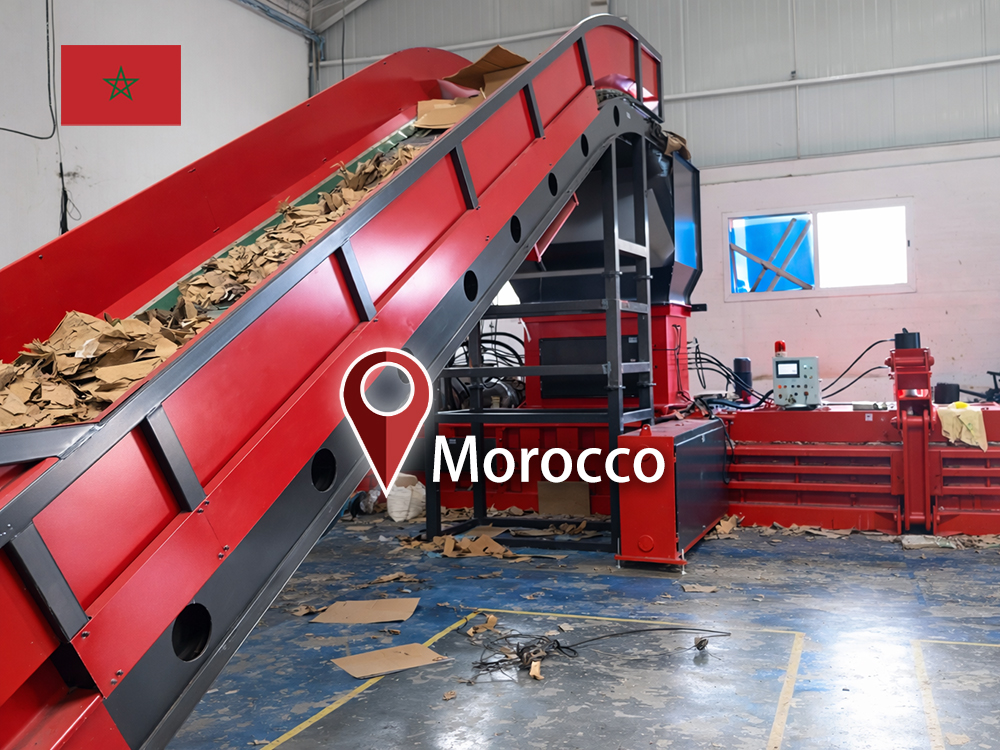 Morocco: ENERPAT HBA-80-11075 Cardboard Compactor for Sale Installed